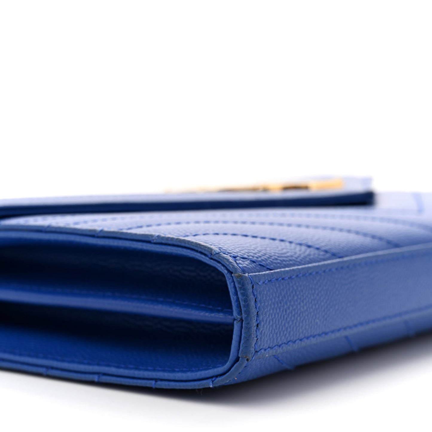 Grain De Poudre Matelasse Chevron Monogram Chain Wallet Blue Majorelle