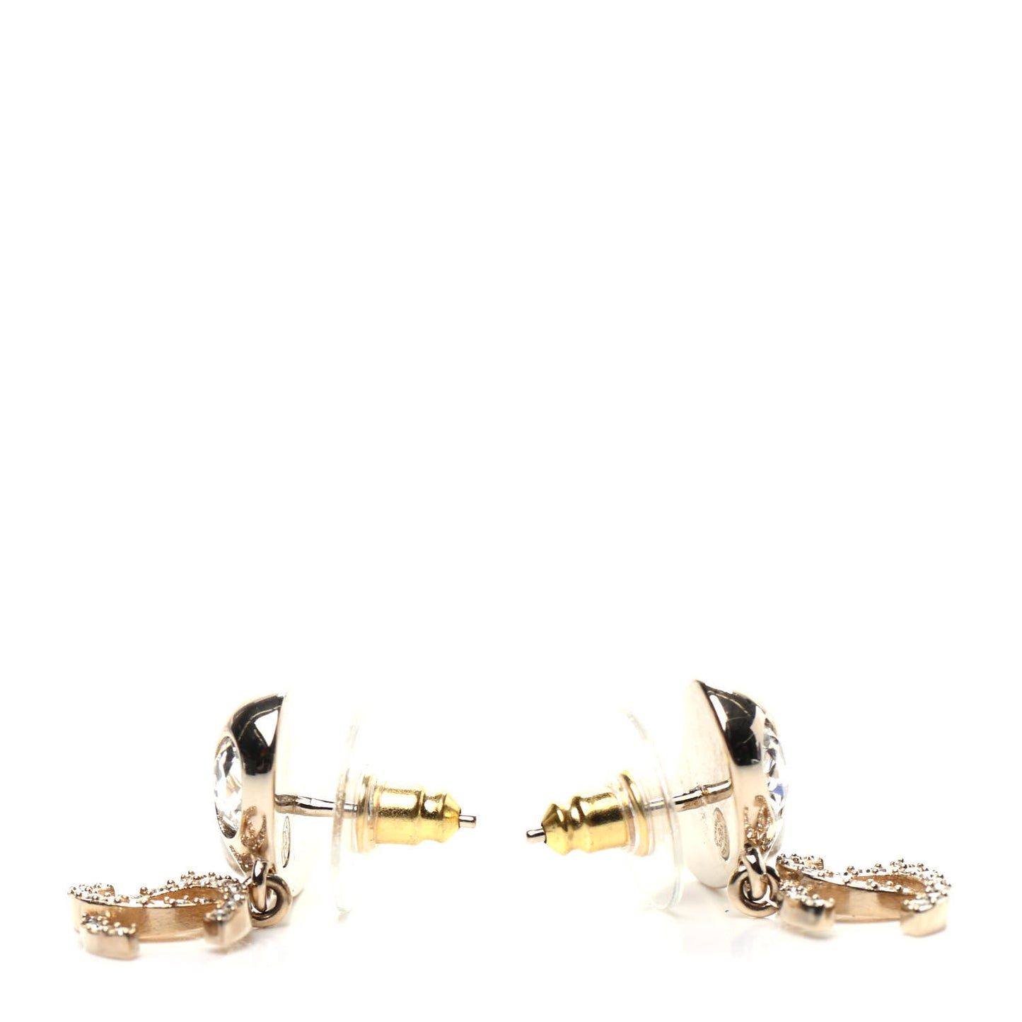 Crystal Pearl CC Drop Earrings Gold