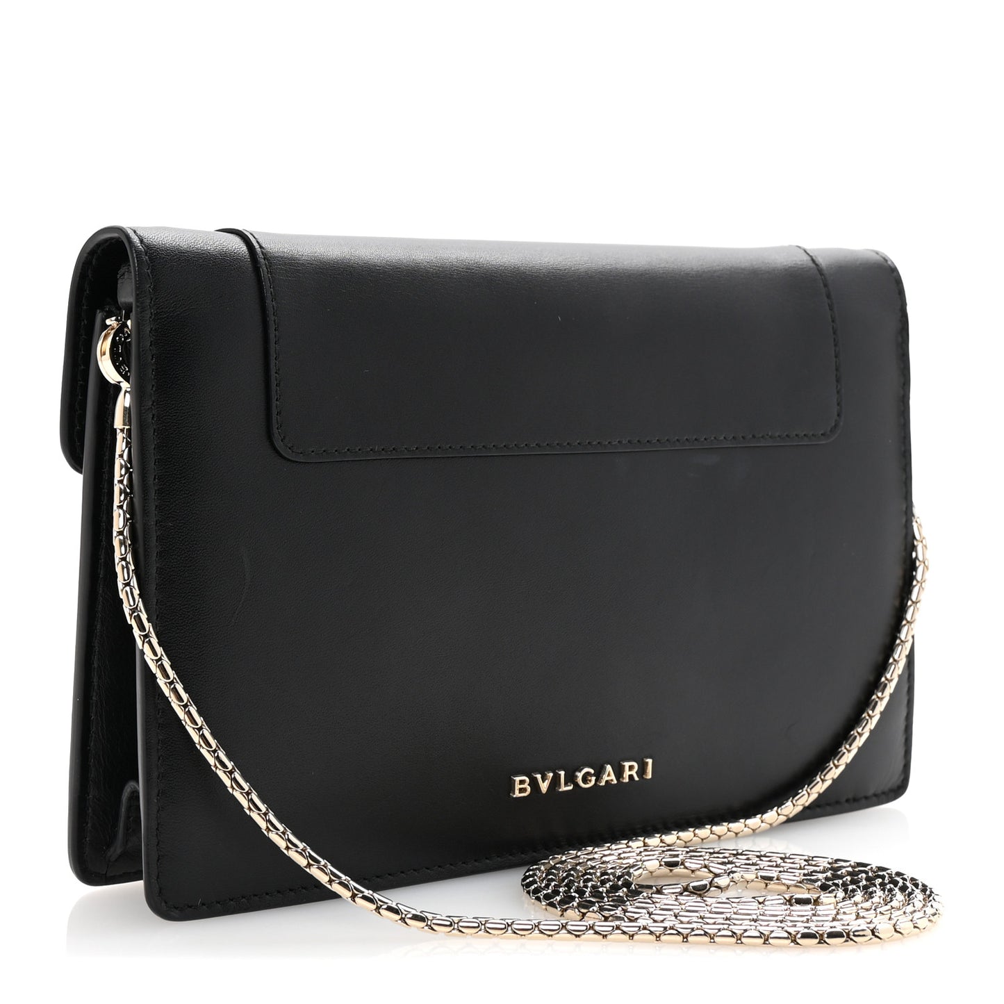 Calfskin Serpenti Forever Chain Wallet Black