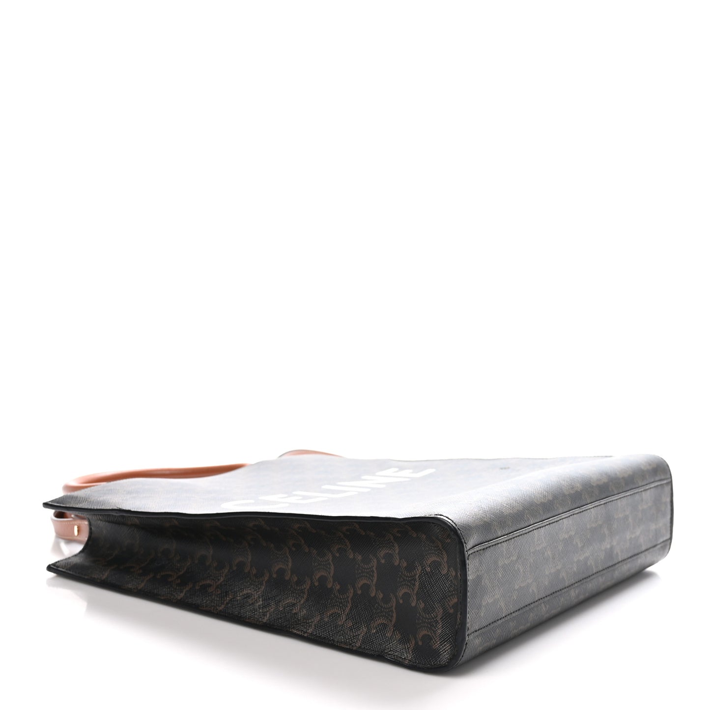 Triomphe Canvas Calfskin Small Vertical Cabas Tan