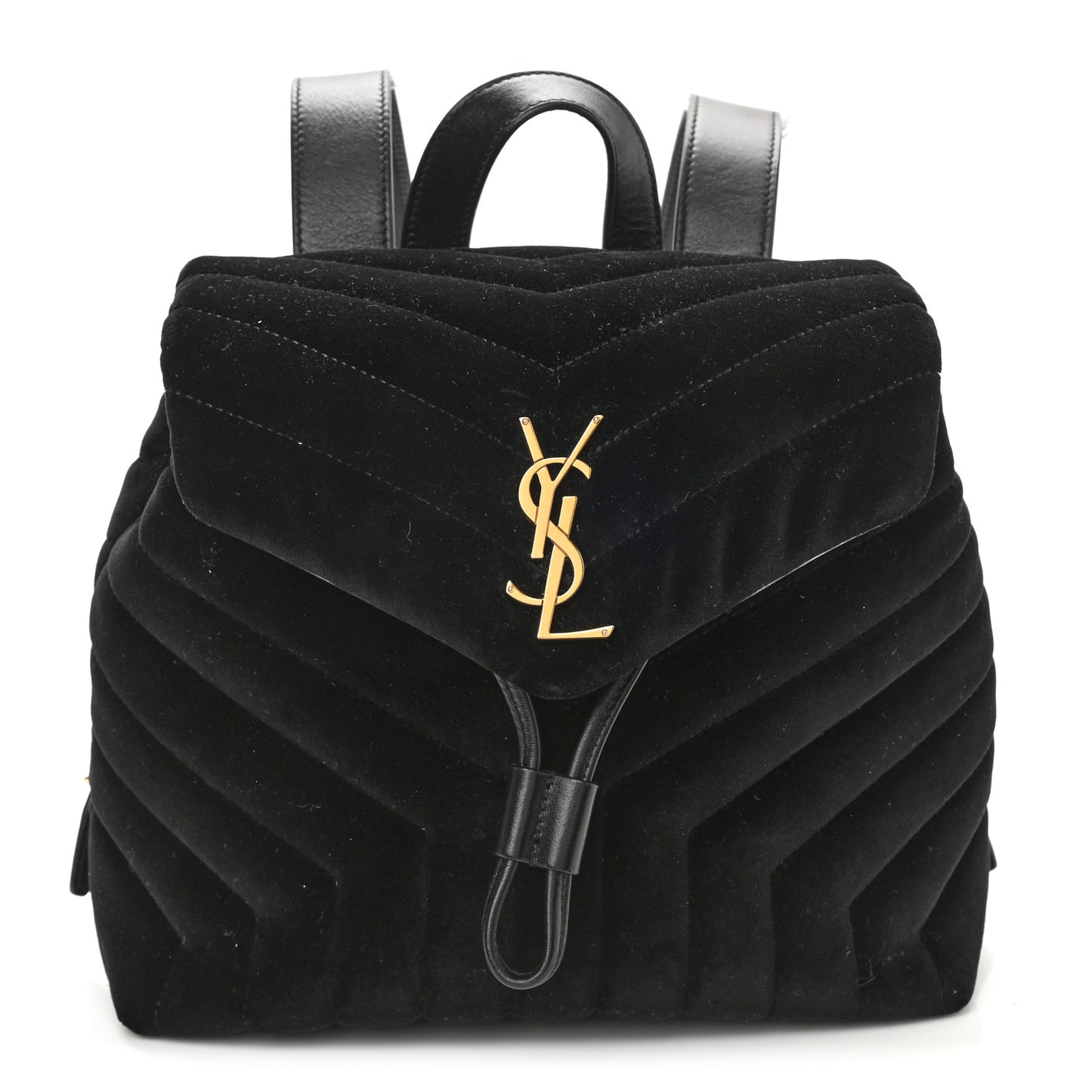 Velvet Y Quilted Monogram Small Loulou Backpack Black