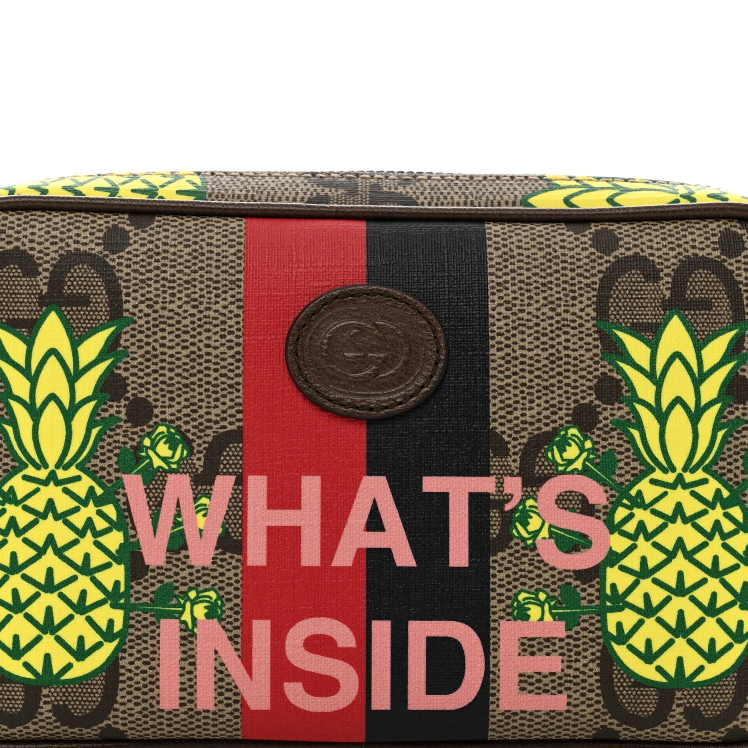 Gucci Maxi GG Supreme Monogram Pineapple Textured Dollar Calfskin Small Retro Interlocking G Belt Bag 90 36 Beige Ebony Green Pink New Acero 5 of 11