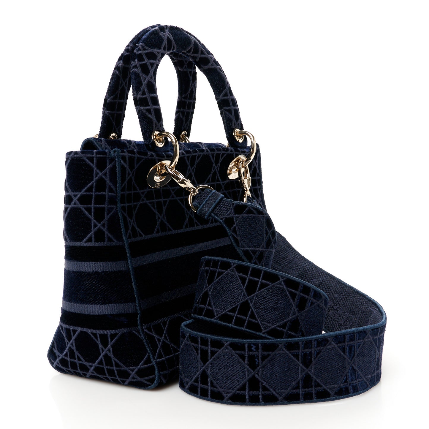 Velvet Cannage Medium Lady D-Lite Blue