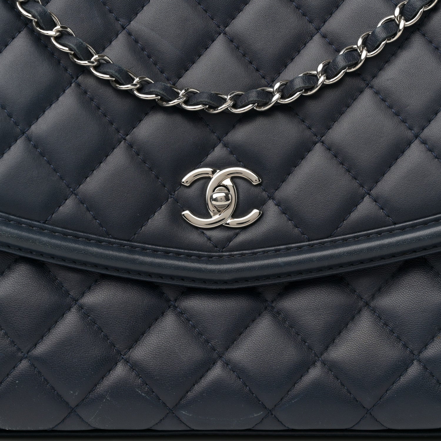 Chanel Lambskin Quilted Large Geometric Flap Navy 9 of 14