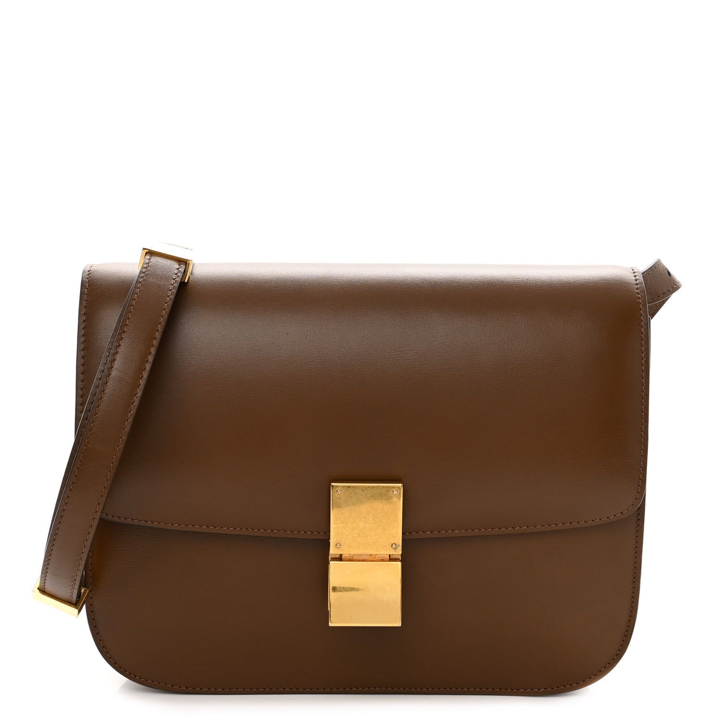 Box Calfskin Medium Classic Box Flap Bag Camel