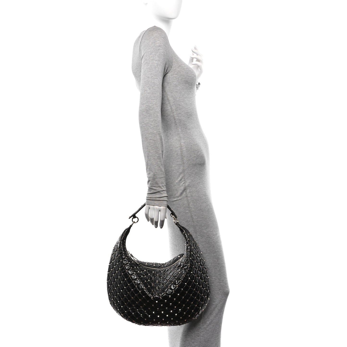 Nappa Rockstud Spike Hobo Black