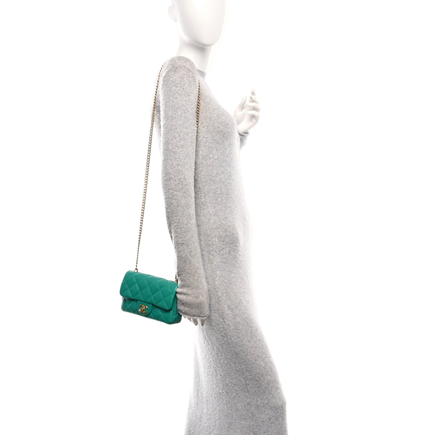Caviar Quilted Sweetheart Mini Rectangular Flap Green