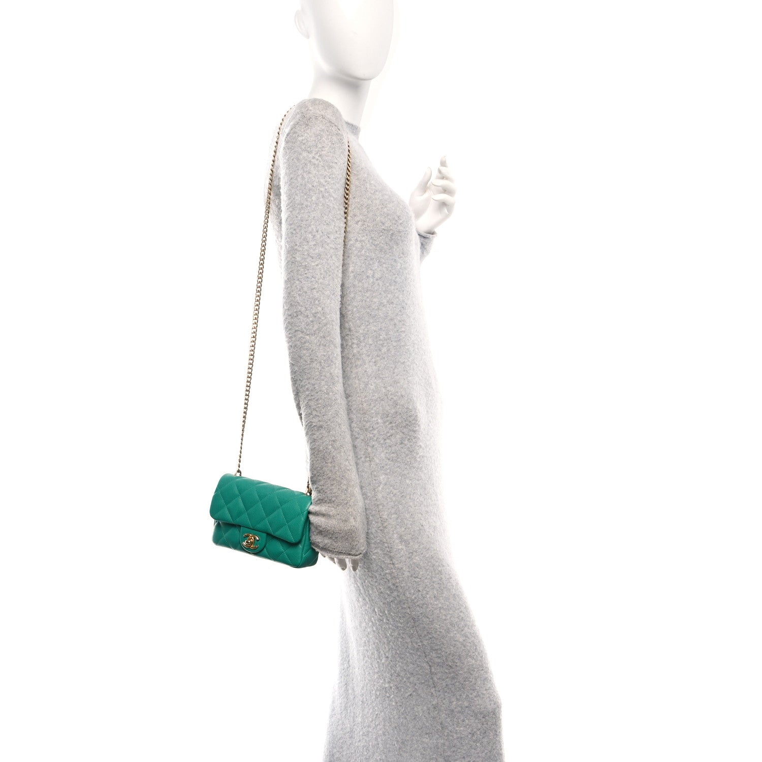 Chanel Caviar Quilted Sweetheart Mini Rectangular Flap Green 2 of 10