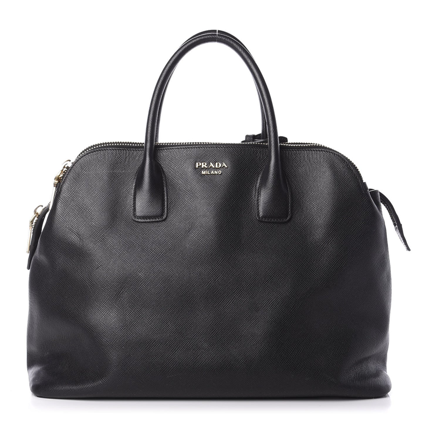 Saffiano Cuir Top Handle Dome Tote Black