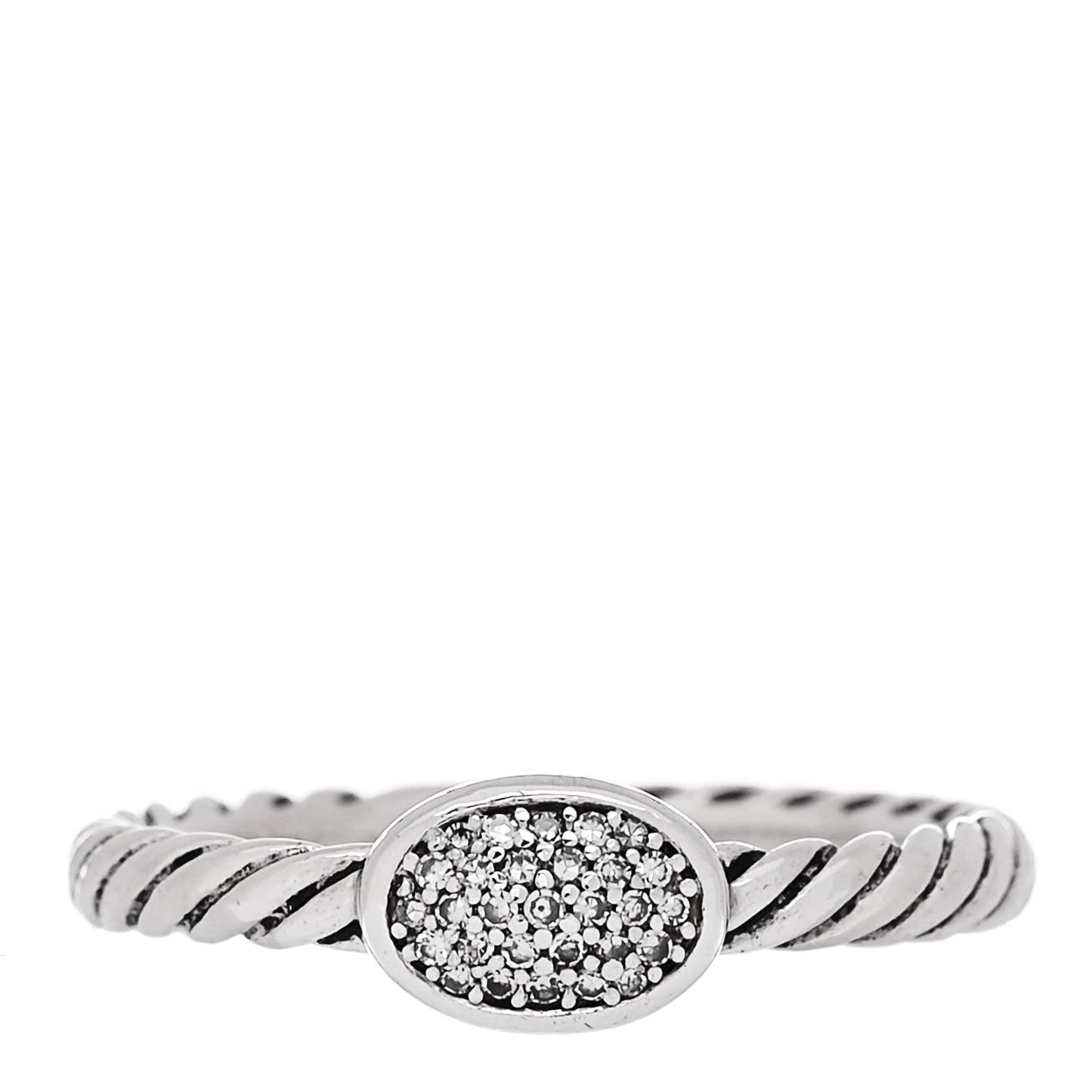 Sterling Silver Diamond Pave Cable Classics Oval Ring 50 5.5