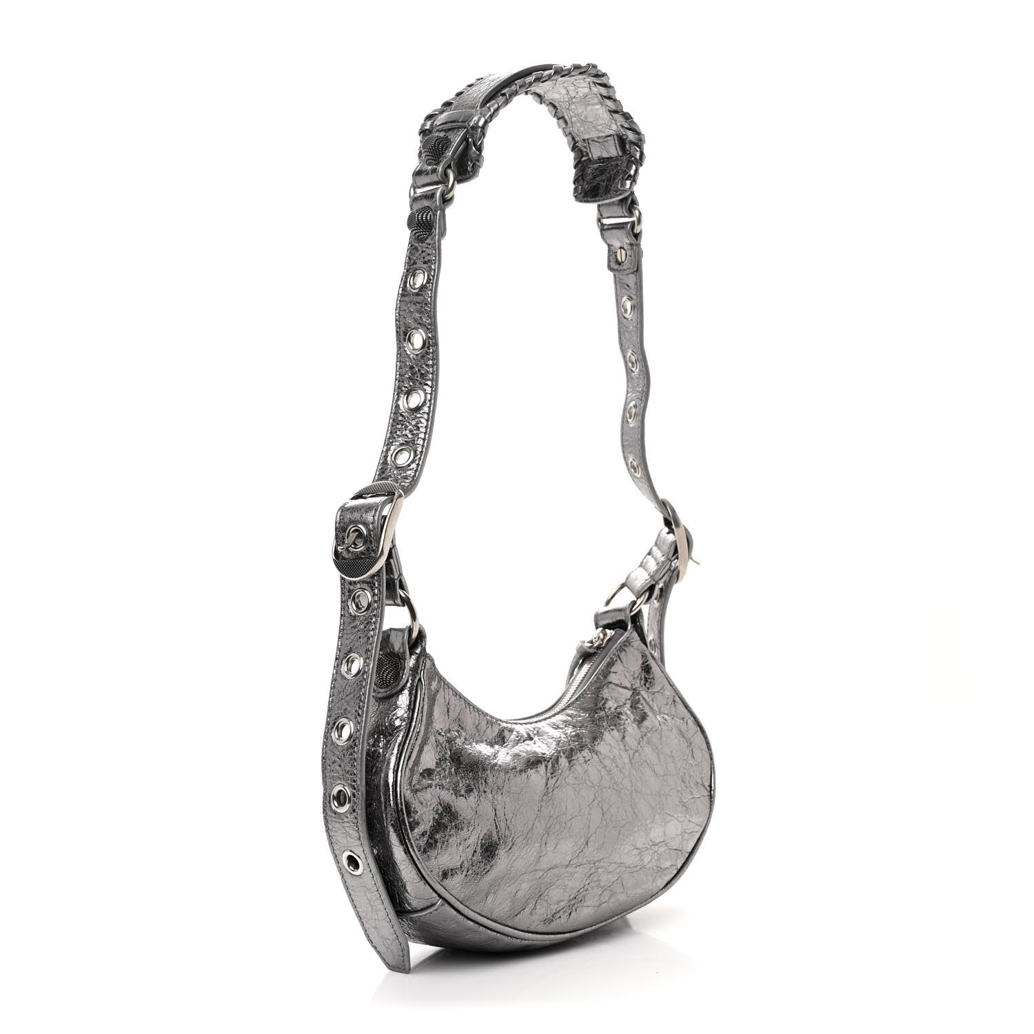 Balenciaga Metallic Agneau Arena Le Cagole Shoulder Bag XS Silver 4 of 12