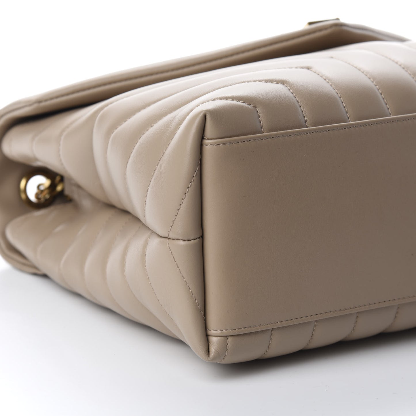 Calfskin Y Quilted Monogram Medium Loulou Chain Satchel Dark Beige