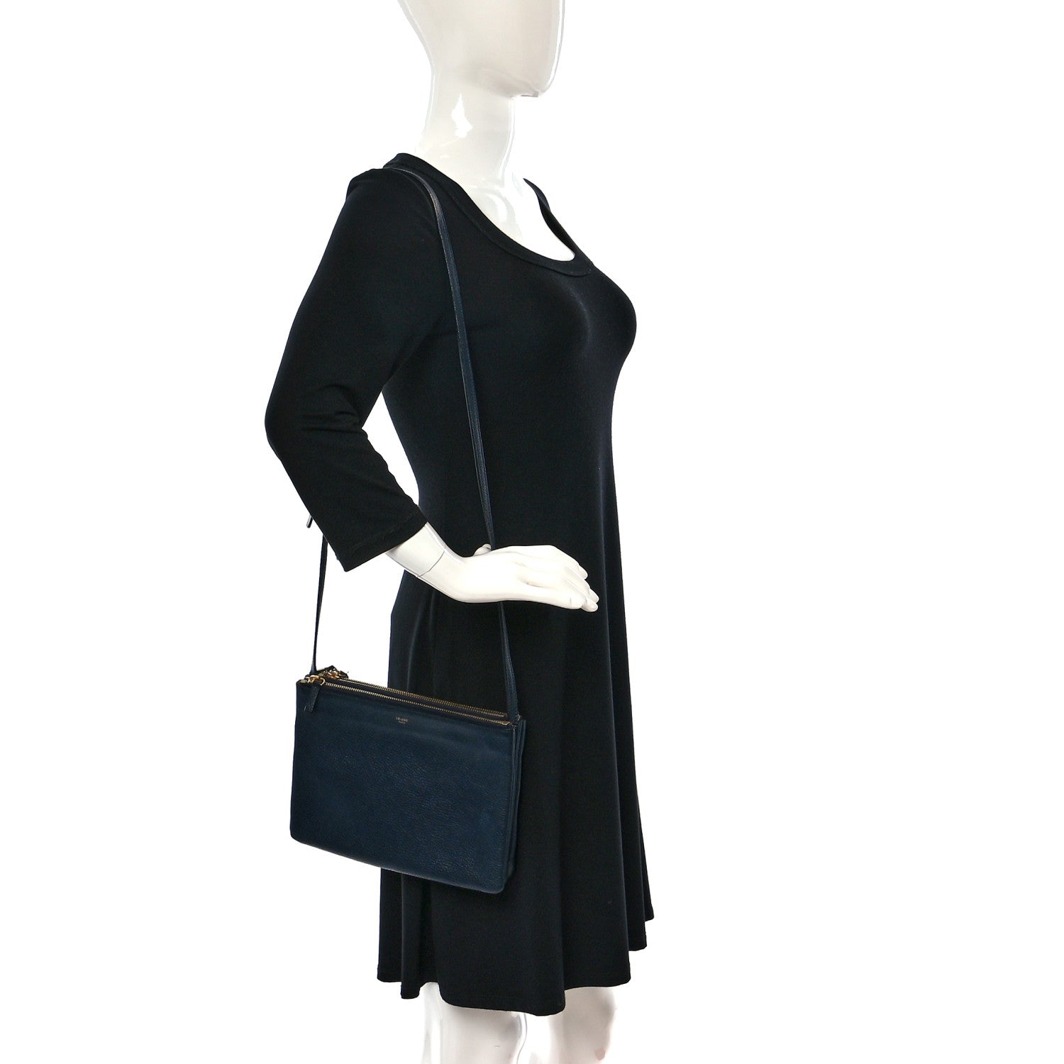 Celine Goatskin Large Trio Crossbody Bag Dark Blue 2 of 10