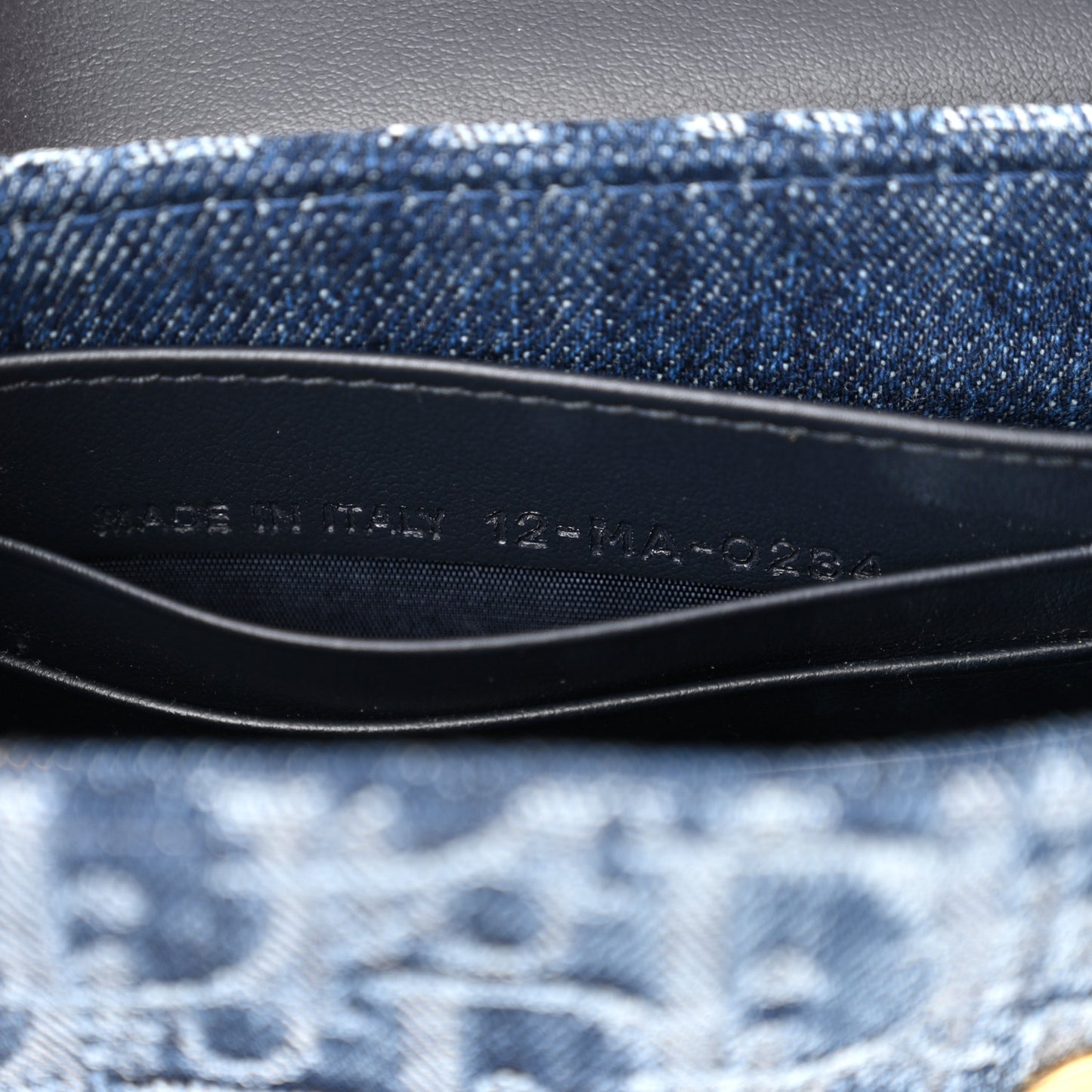 Oblique Denim Small Saddle Pouch With Chain Blue