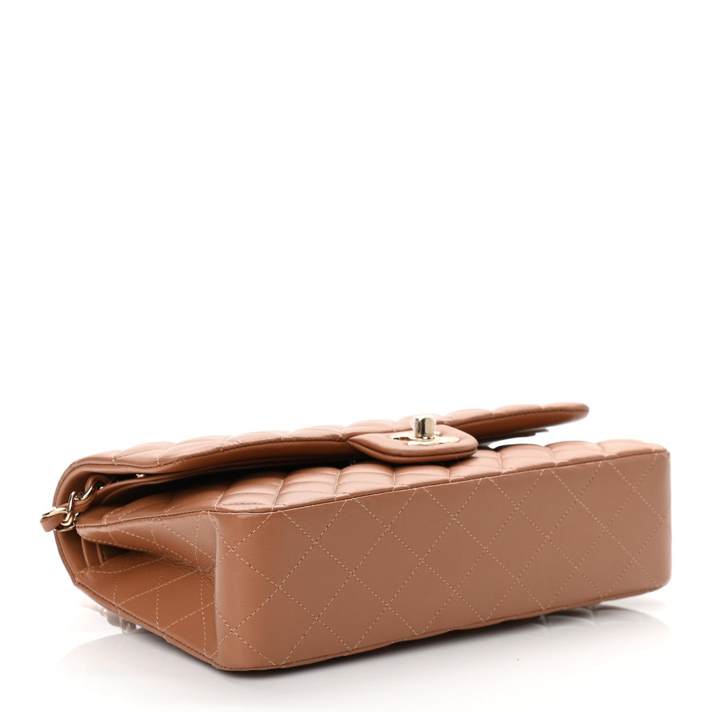 Lambskin Quilted Medium Double Flap Brown