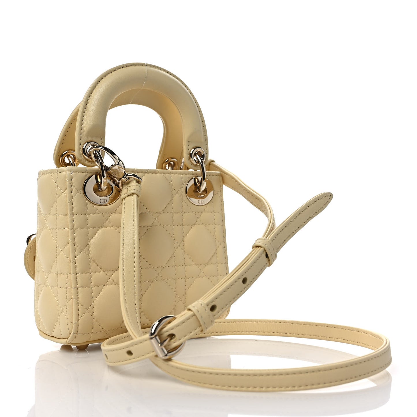 Lambskin Cannage Micro Lady Dior Soft Yellow