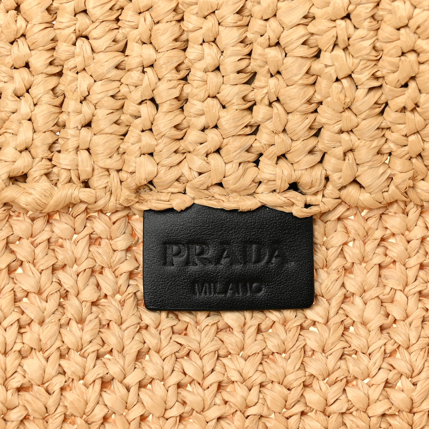 Yarn Raffia Effect Crochet Embroidered Logo Tote Naturale