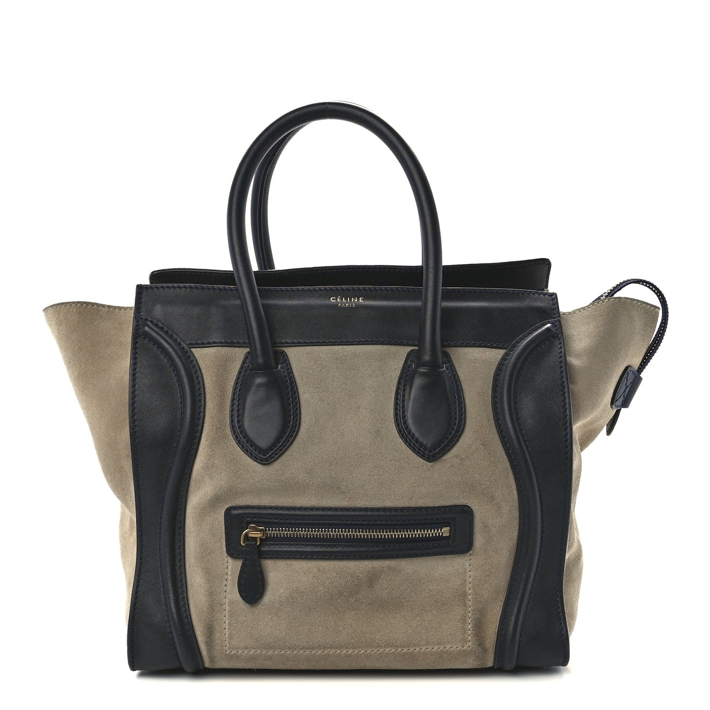 Smooth Calfskin Suede Mini Bi-Color Luggage Navy Dune