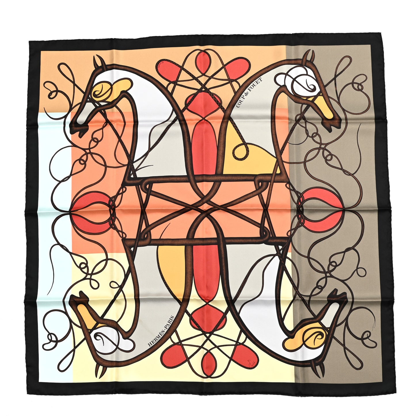 Silk Soie Coup De Fouet Scarf 90 Black Etoupe Gris