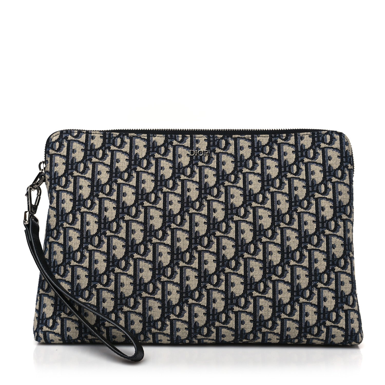 Christian Dior Oblique Pouch Wristlet Blue 1 of 9