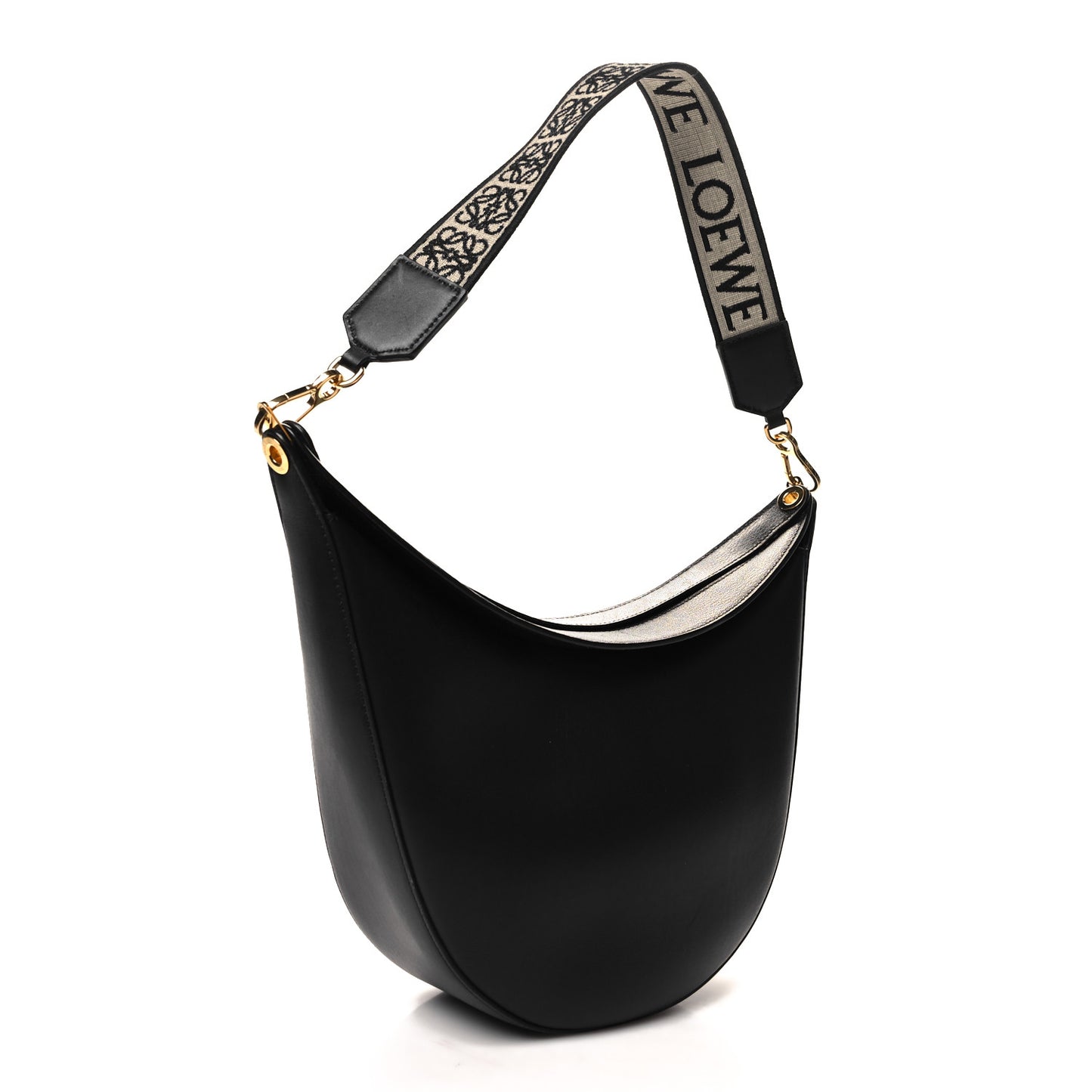 Satin Calfskin Jacquard Luna Bag Black