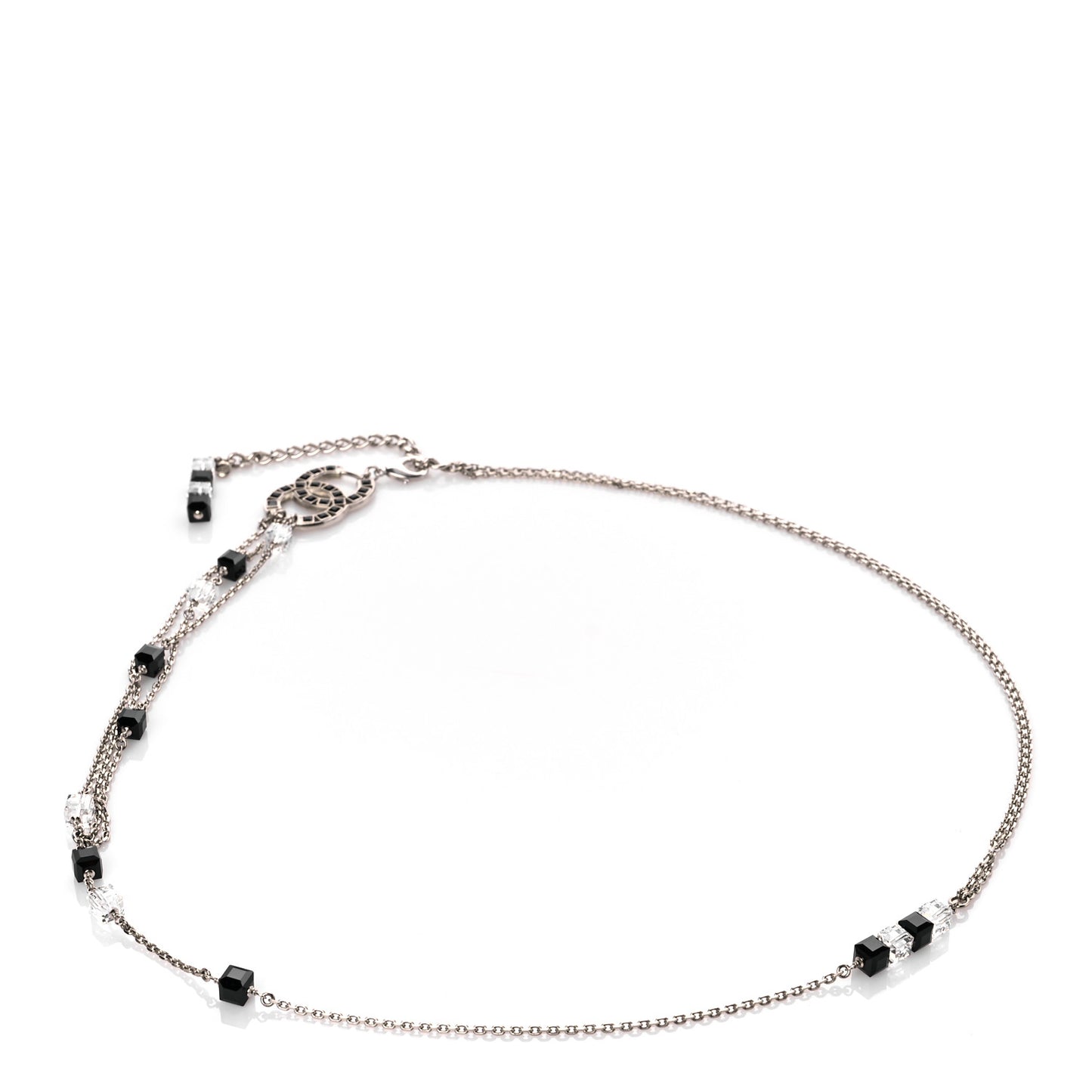 Baguette Crystal CC Belt Silver Black