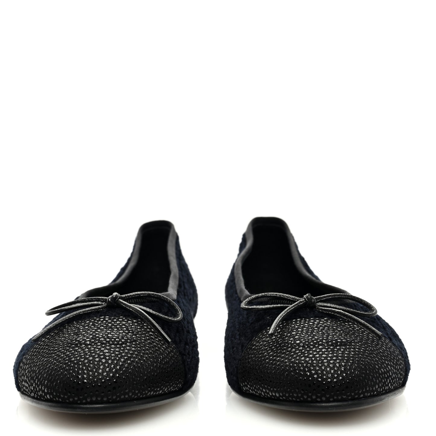 Tweed Caviar Cap Toe Ballerina Flats 39.5 Black