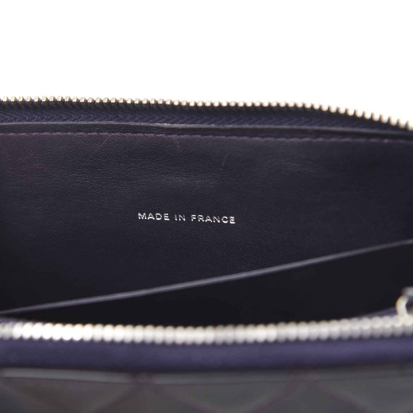 Patent Quilted Small Zip Around Wallet Dark Purple