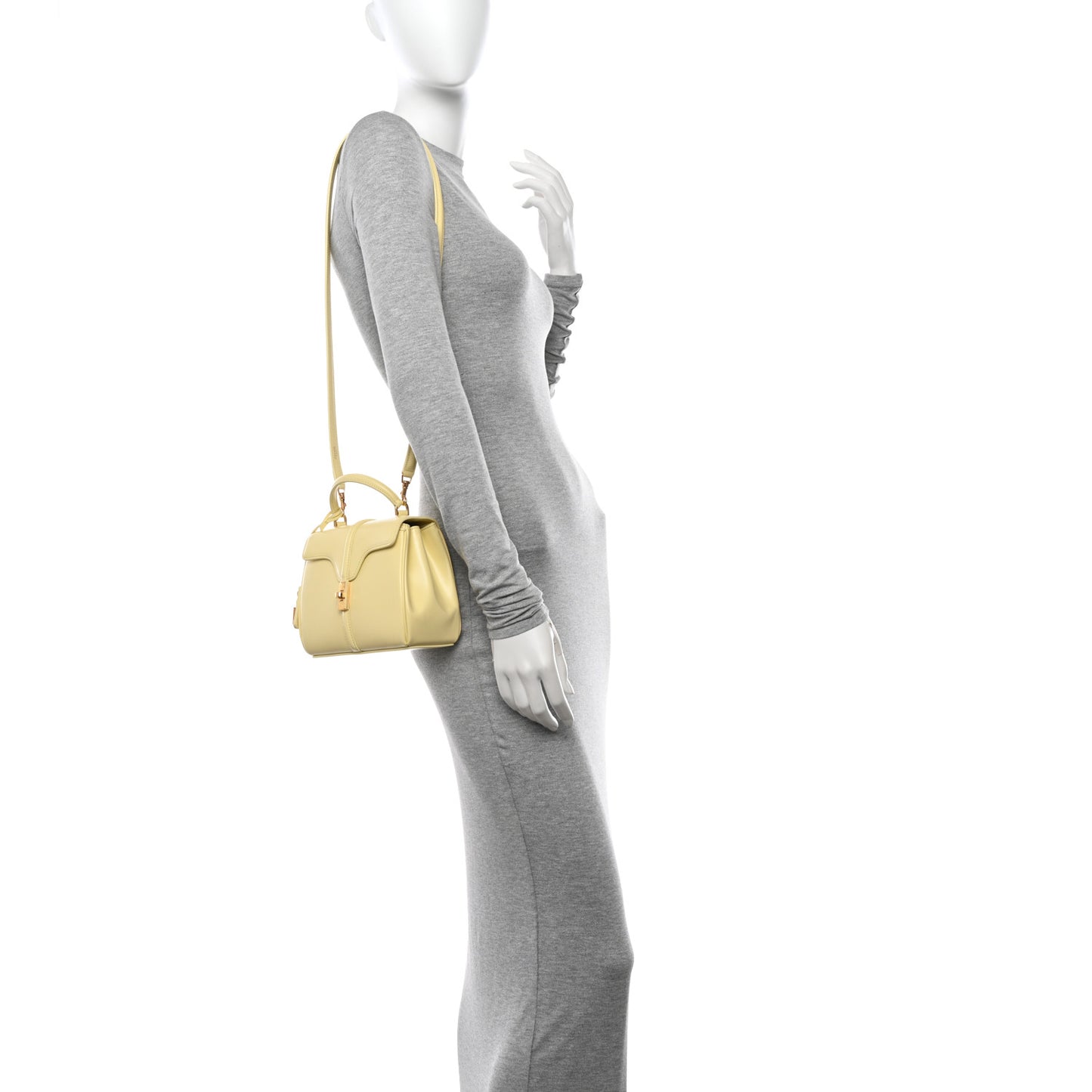 Satinated Calfskin Mini 16 Top Handle Bag Soft Yellow