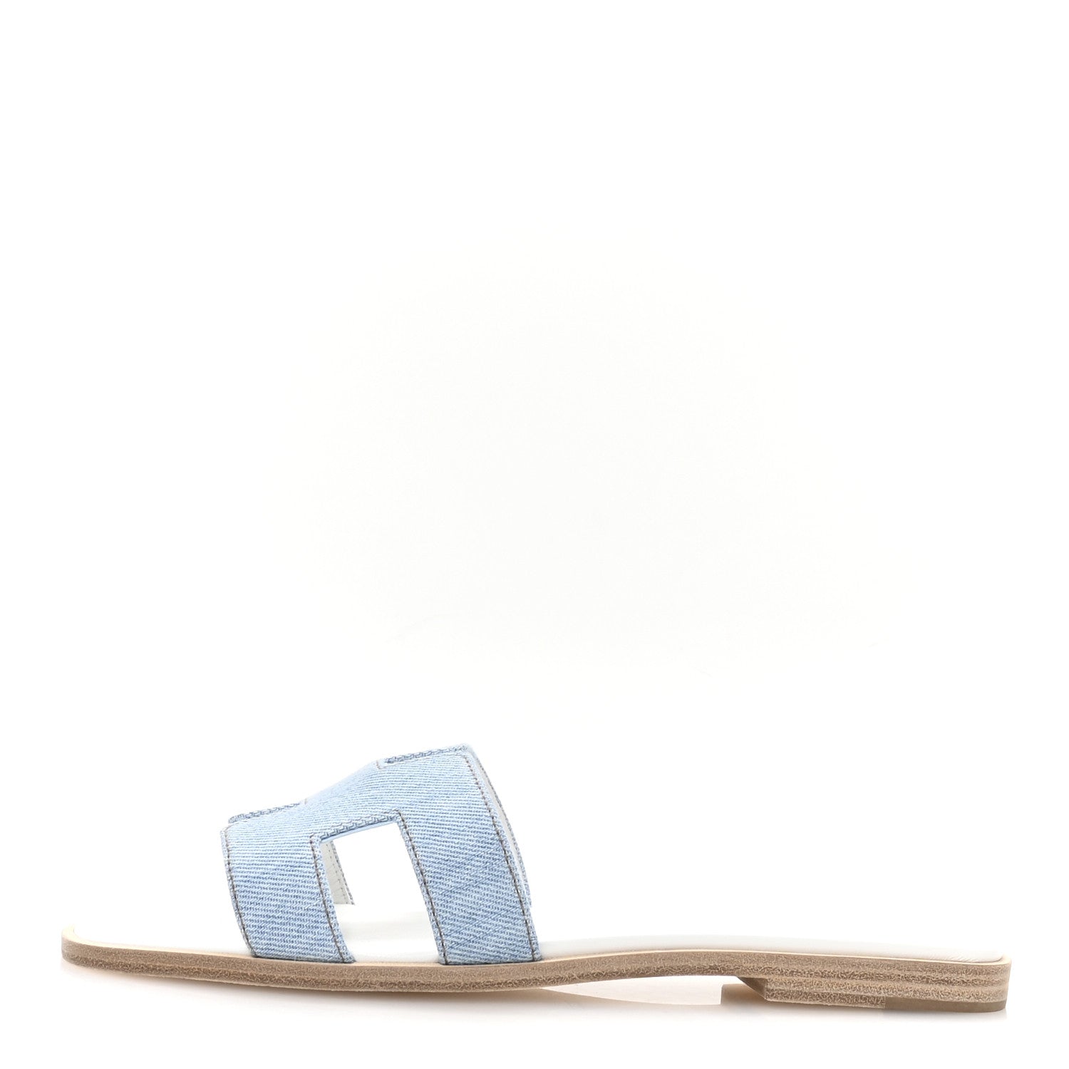 Hermes Denim Canvas Oran Sandals 37.5 Bleu Clair 1750277