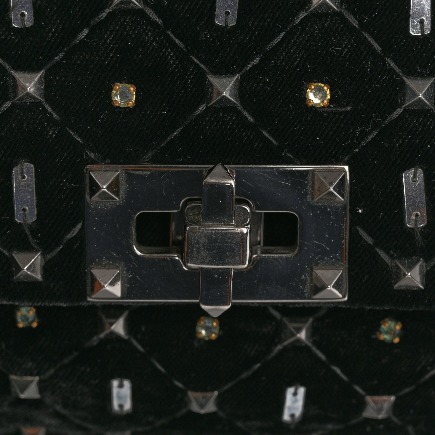 Velvet Small Rockstud Spike Embellished Shoulder Bag Black