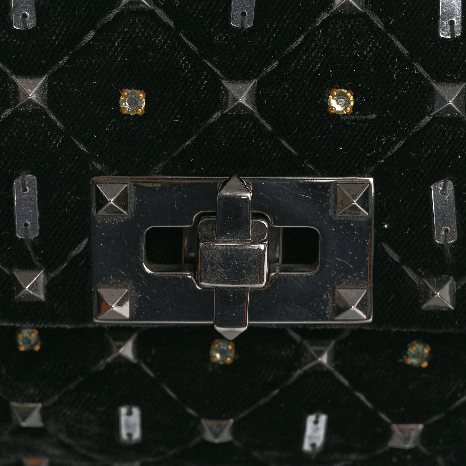 Valentino Garavani Velvet Small Rockstud Spike Embellished Shoulder Bag Black 11 of 15