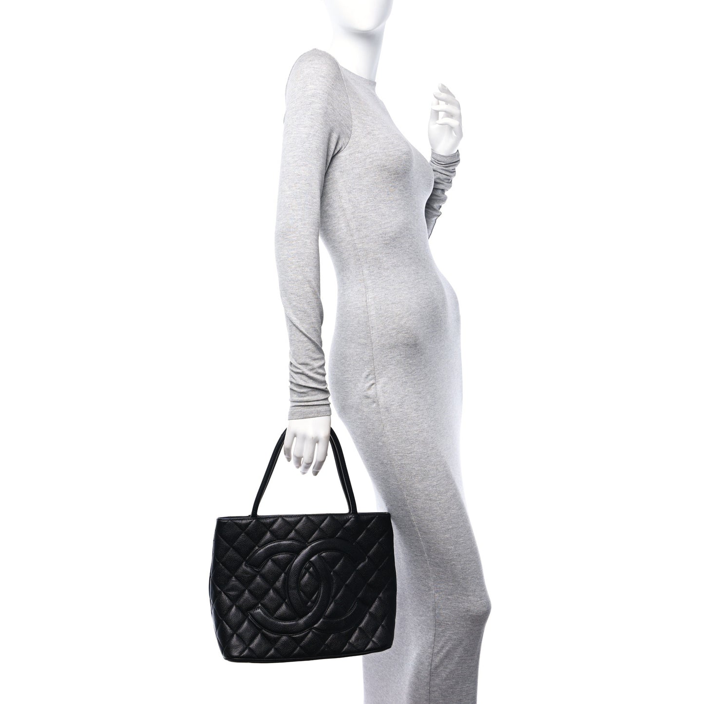 Caviar Quilted Medallion Tote Black