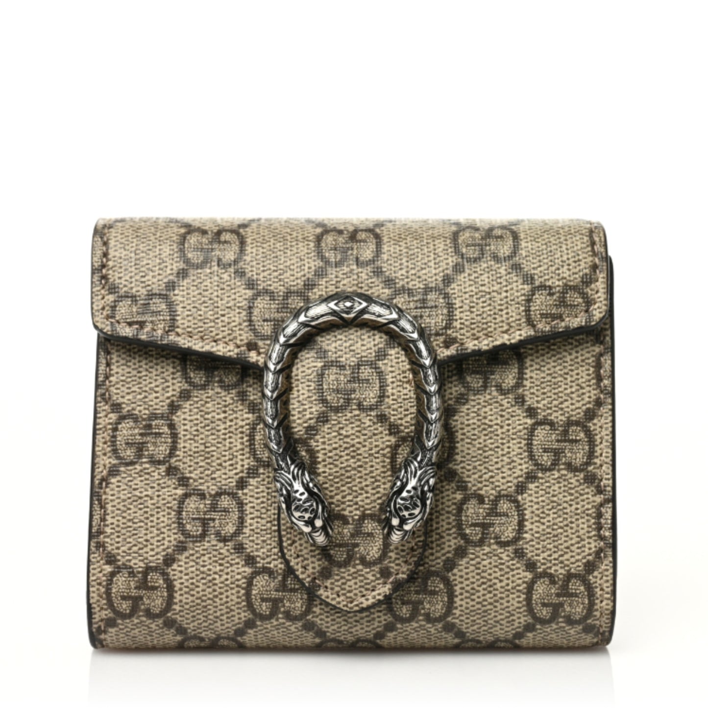 GG Supreme Monogram Dionysus Card Case Wallet Beige Taupe