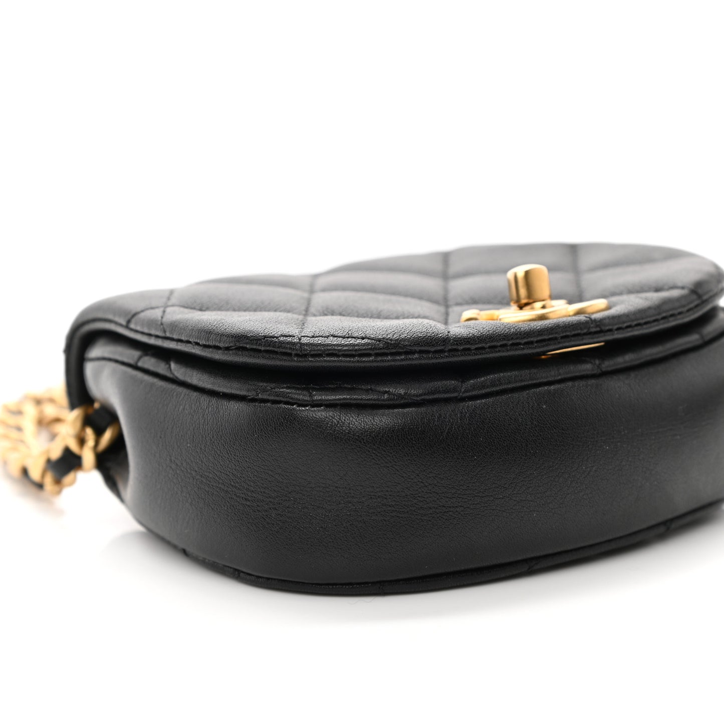 Calfskin Quilted Mini Coco Mail Clutch with Chain Black