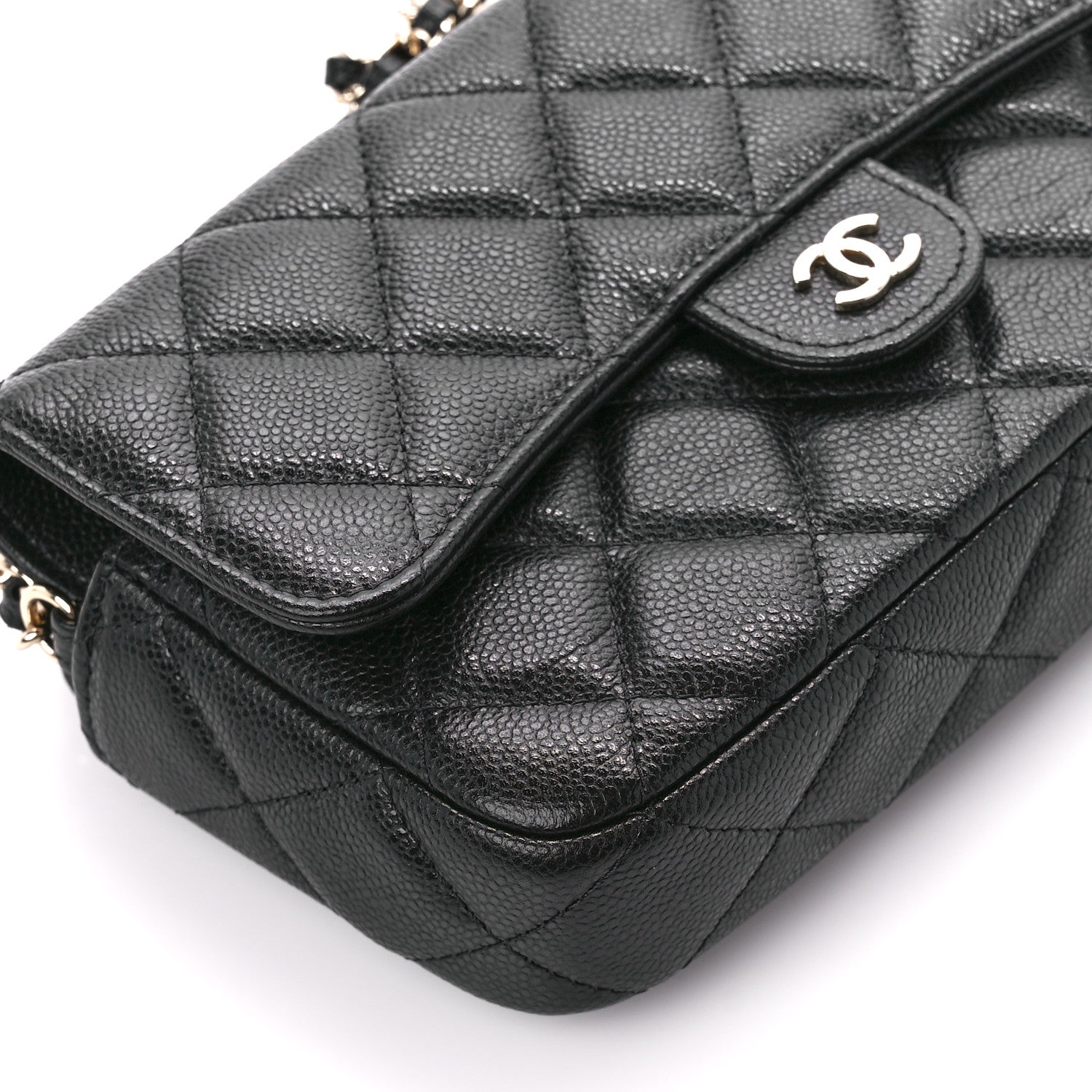Chanel Caviar Quilted Flap Phone Holder With Chain Black 13 of 15