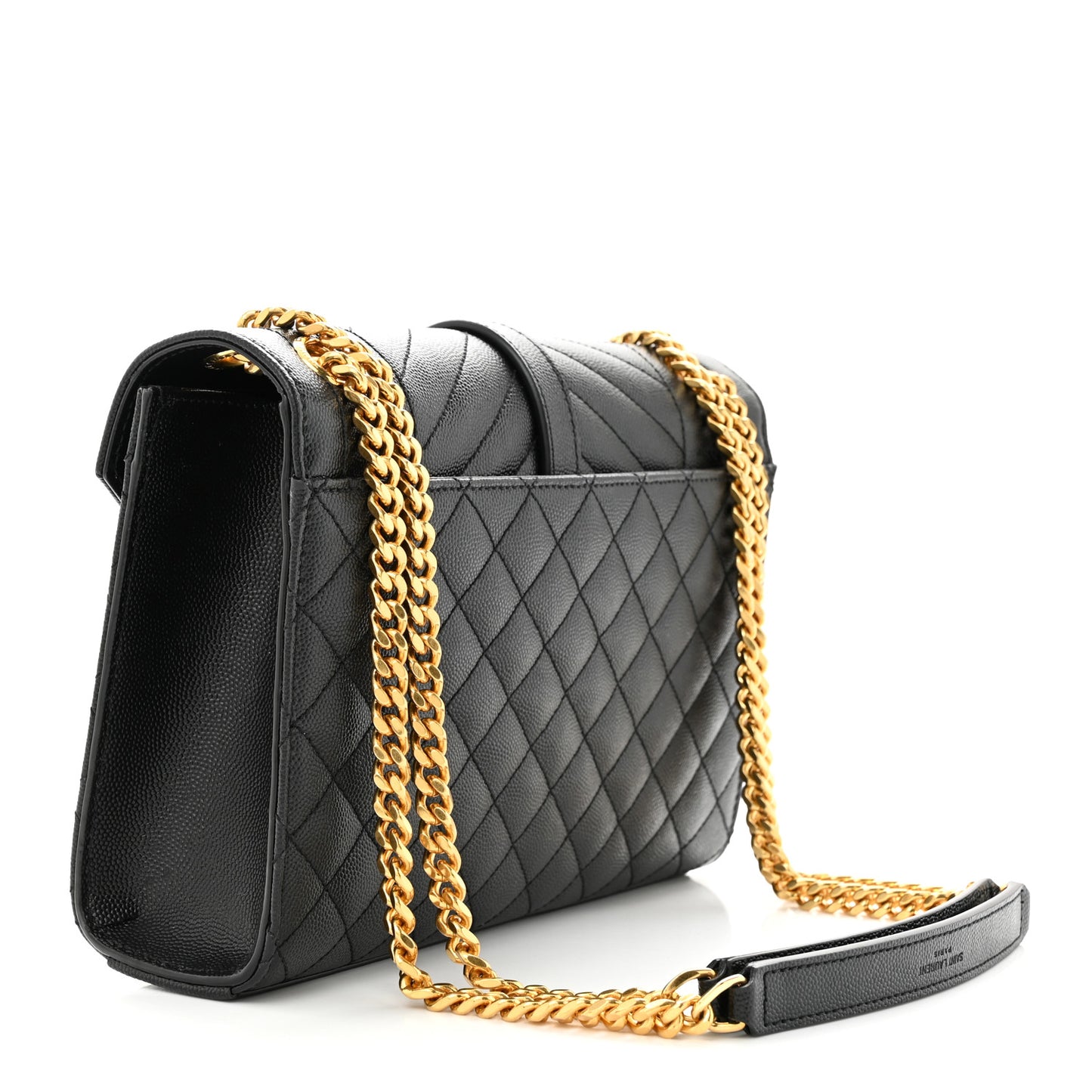 Grain De Poudre Textured Mixed Matelasse Triquilt Medium Monogram Satchel Black
