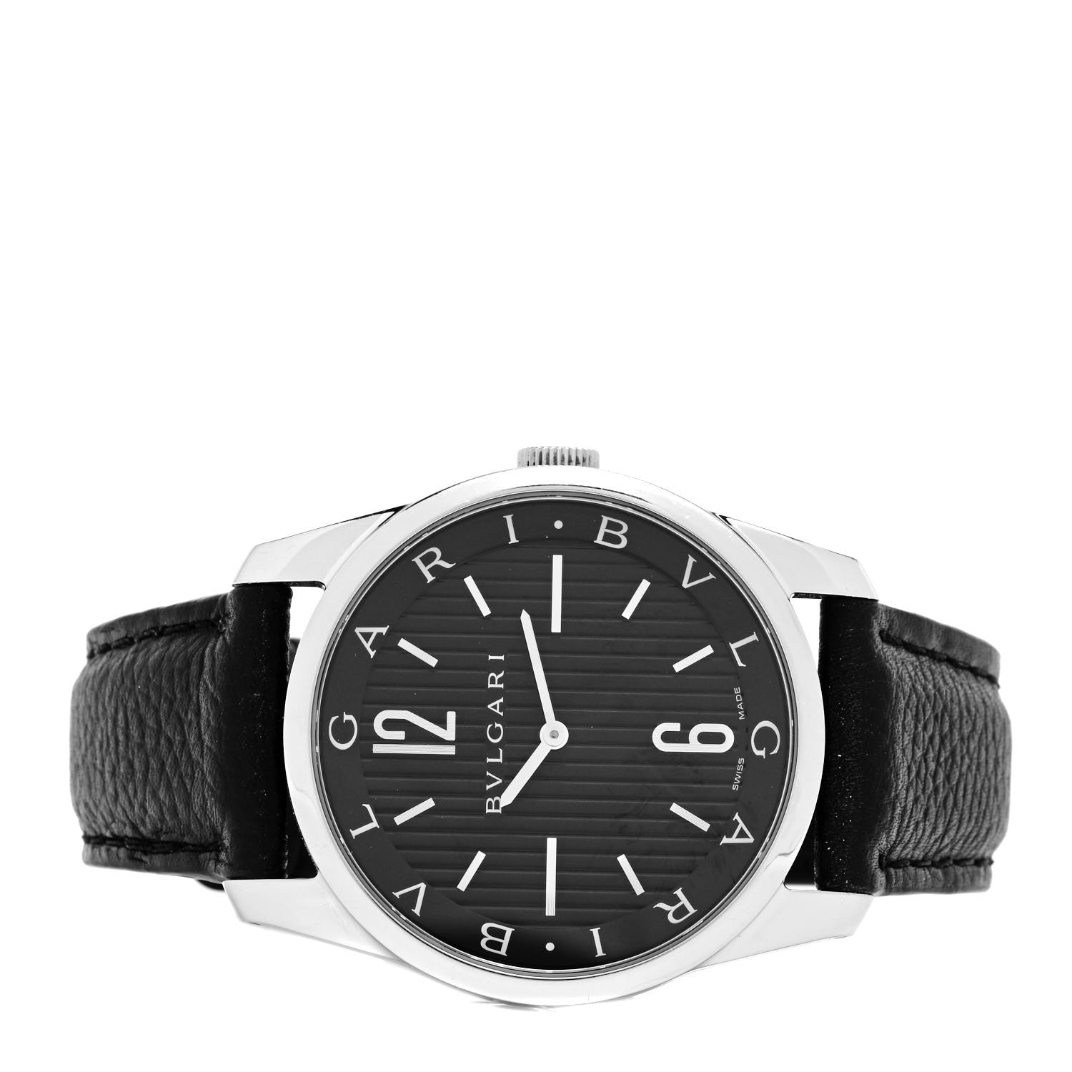 Bulgari Stainless Steel Calfskin 42mm Solotempo Quartz Watch Black 2 of 5