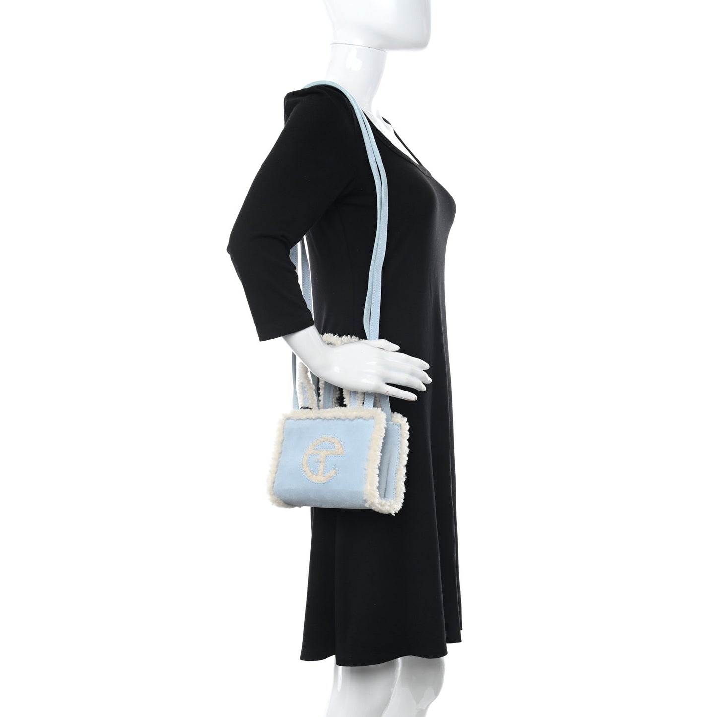 X UGG Suede Shearling Small Shopping Bag Blue
