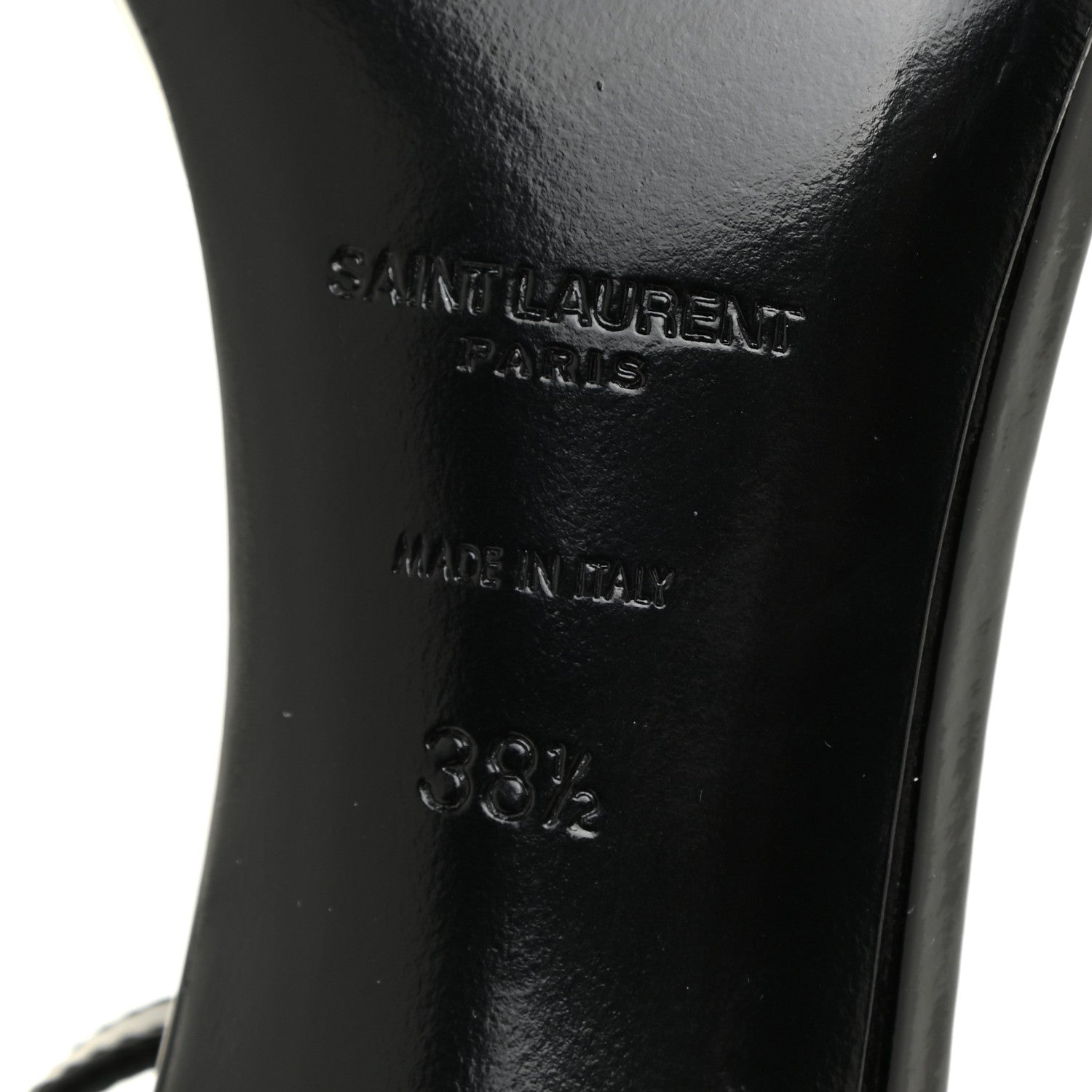 Saint Laurent Patent Calfskin Amber 105 Ankle Strap Sandals 38.5 Black 9 of 16