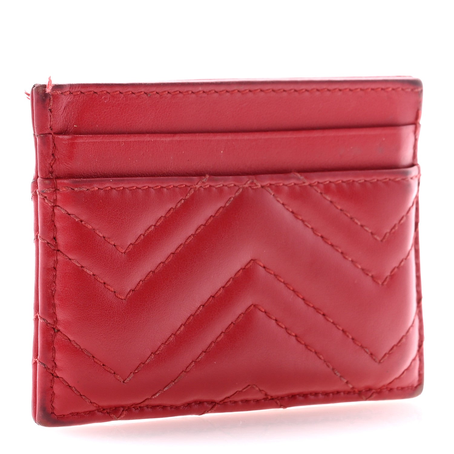 Gucci Calfskin Matelasse GG Marmont Card Holder Hibiscus Red 3 of 18