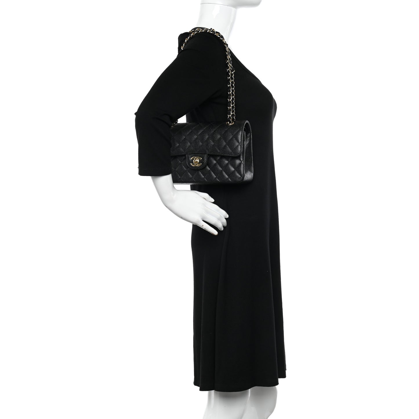 Caviar Quilted Small Double Flap Black