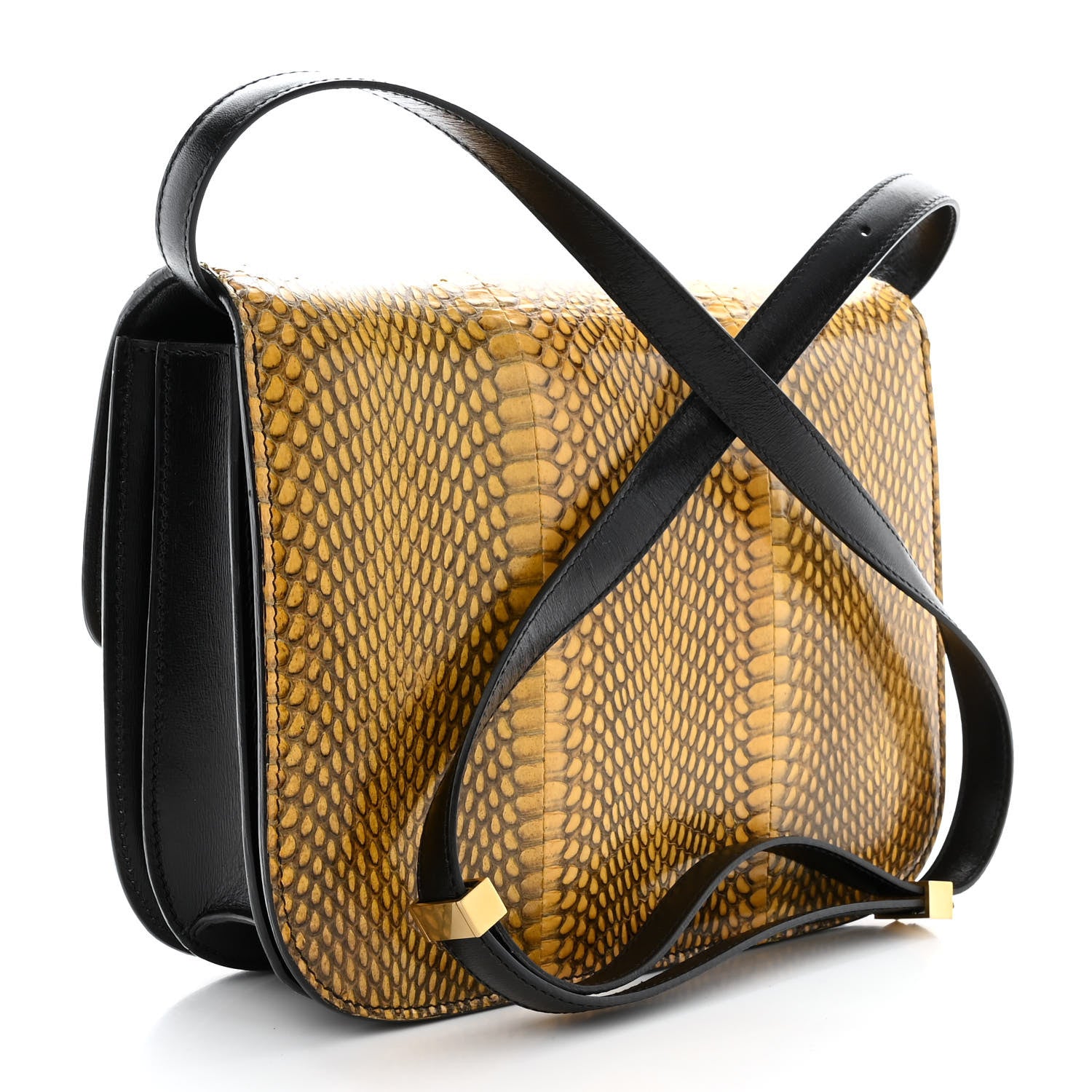 Celine Cobra Calfskin Medium Classic Box Flap Bag Yellow 3 of 12
