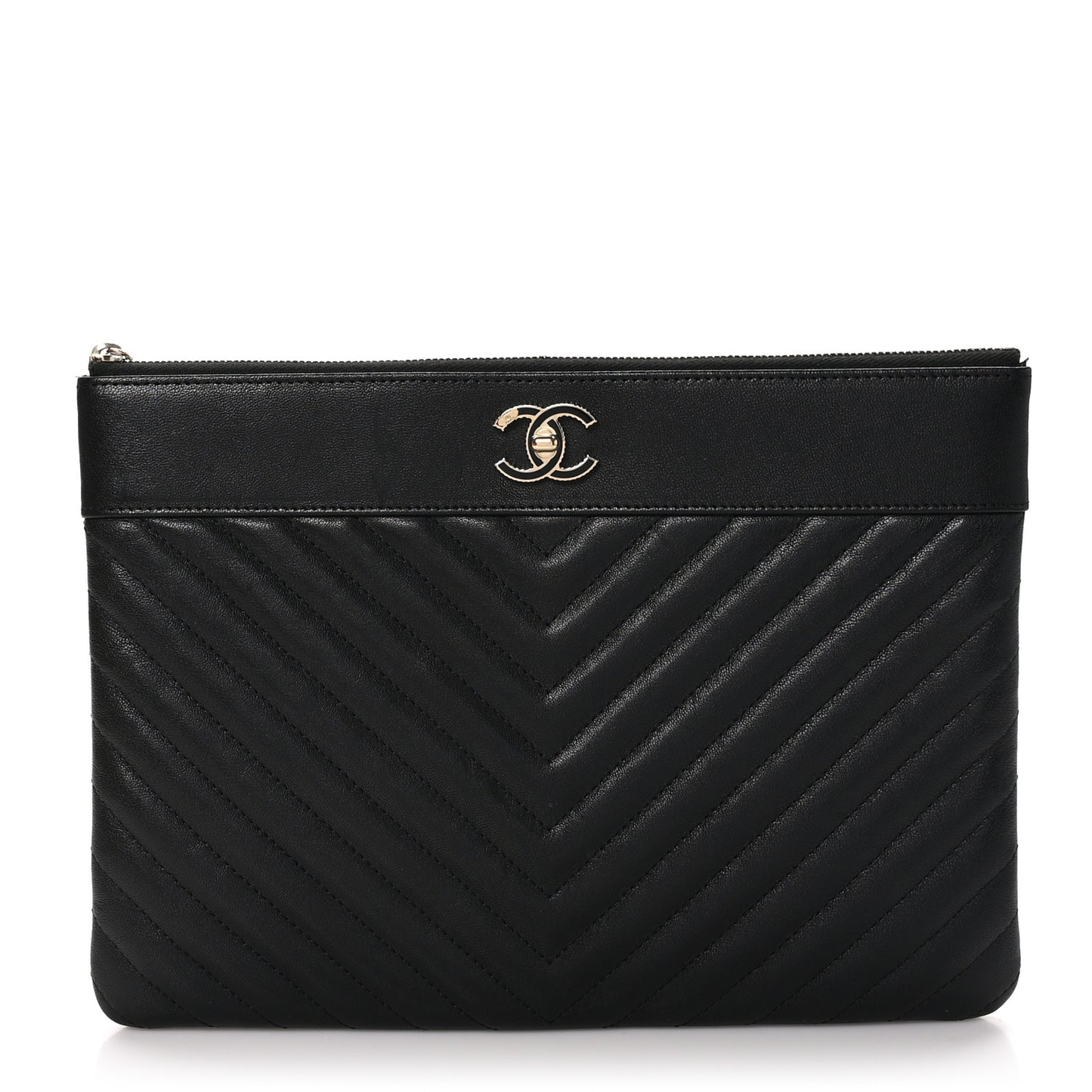 Sheepskin Chevron Quilted Large Vintage Mademoiselle Cosmetic Case Anthracite