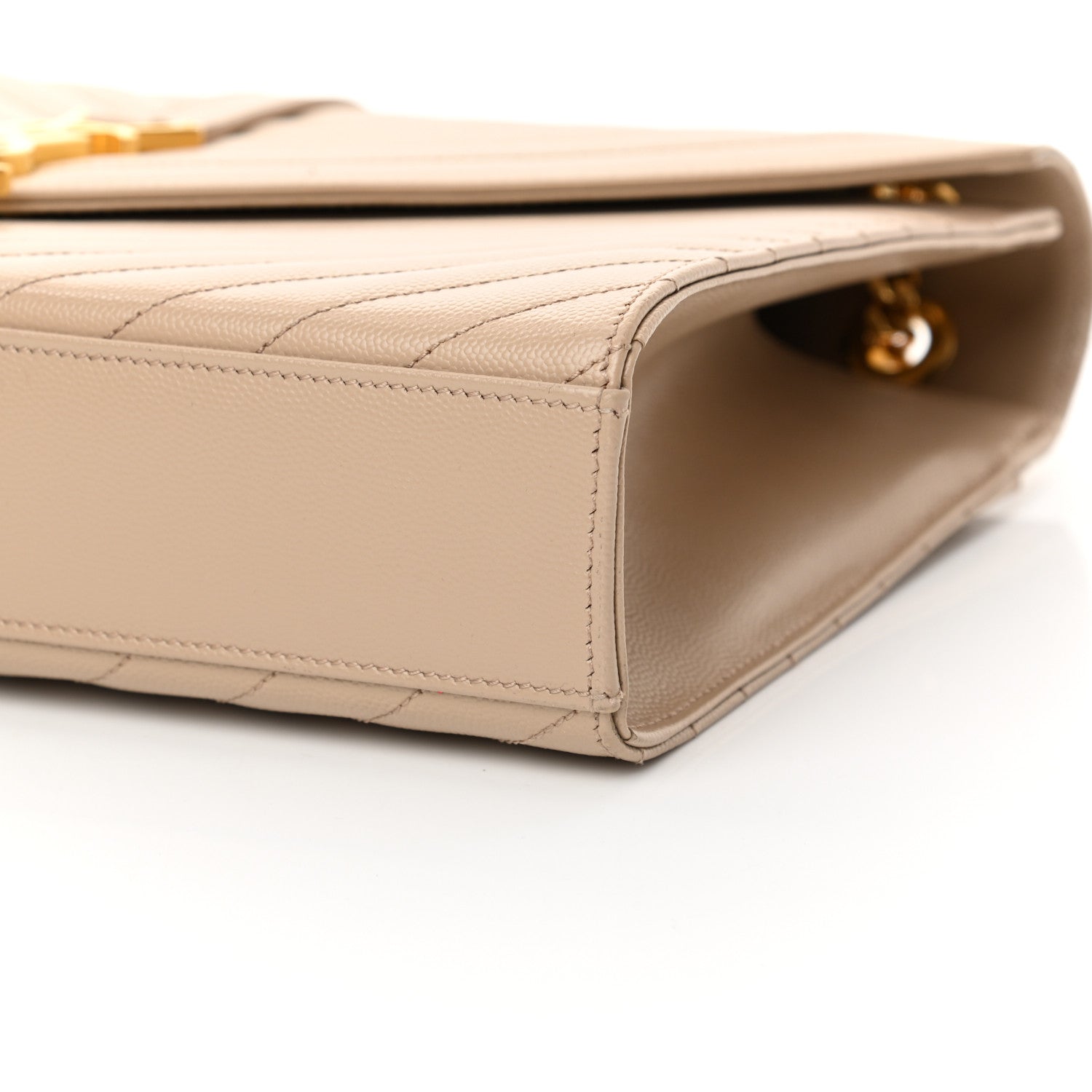 Saint Laurent Grain De Poudre Matelasse Chevron Large Monogram Satchel Dark Beige 10 of 11