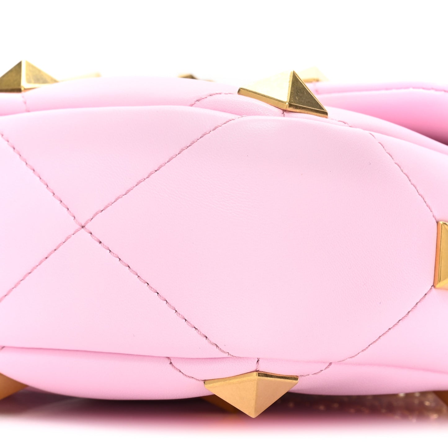 Nappa Medium Roman Stud Shoulder Bag Pink Borealis