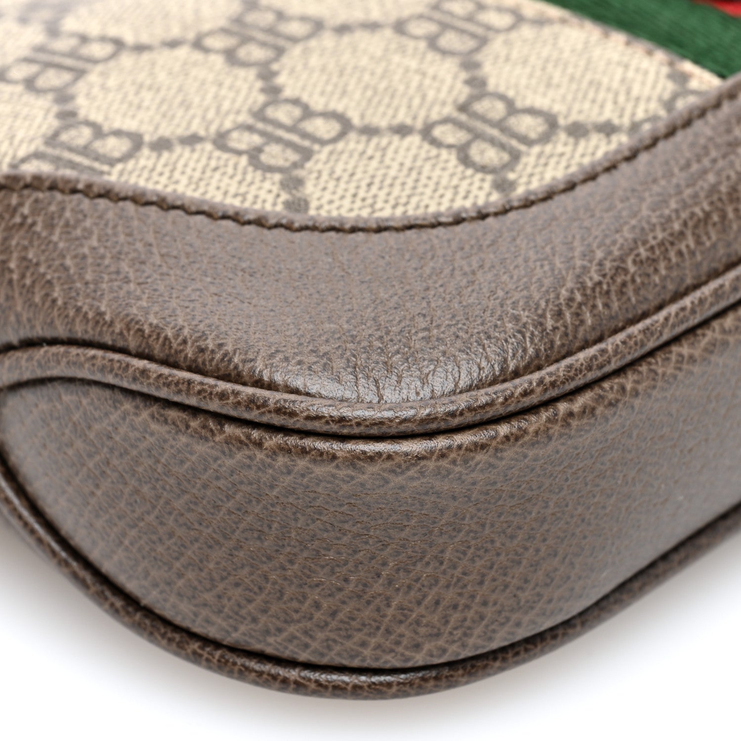 Gucci X BALENCIAGA BB Supreme Monogram Calfskin Web Mini Jackie 1961 Hobo Beige Ebony 8 of 9