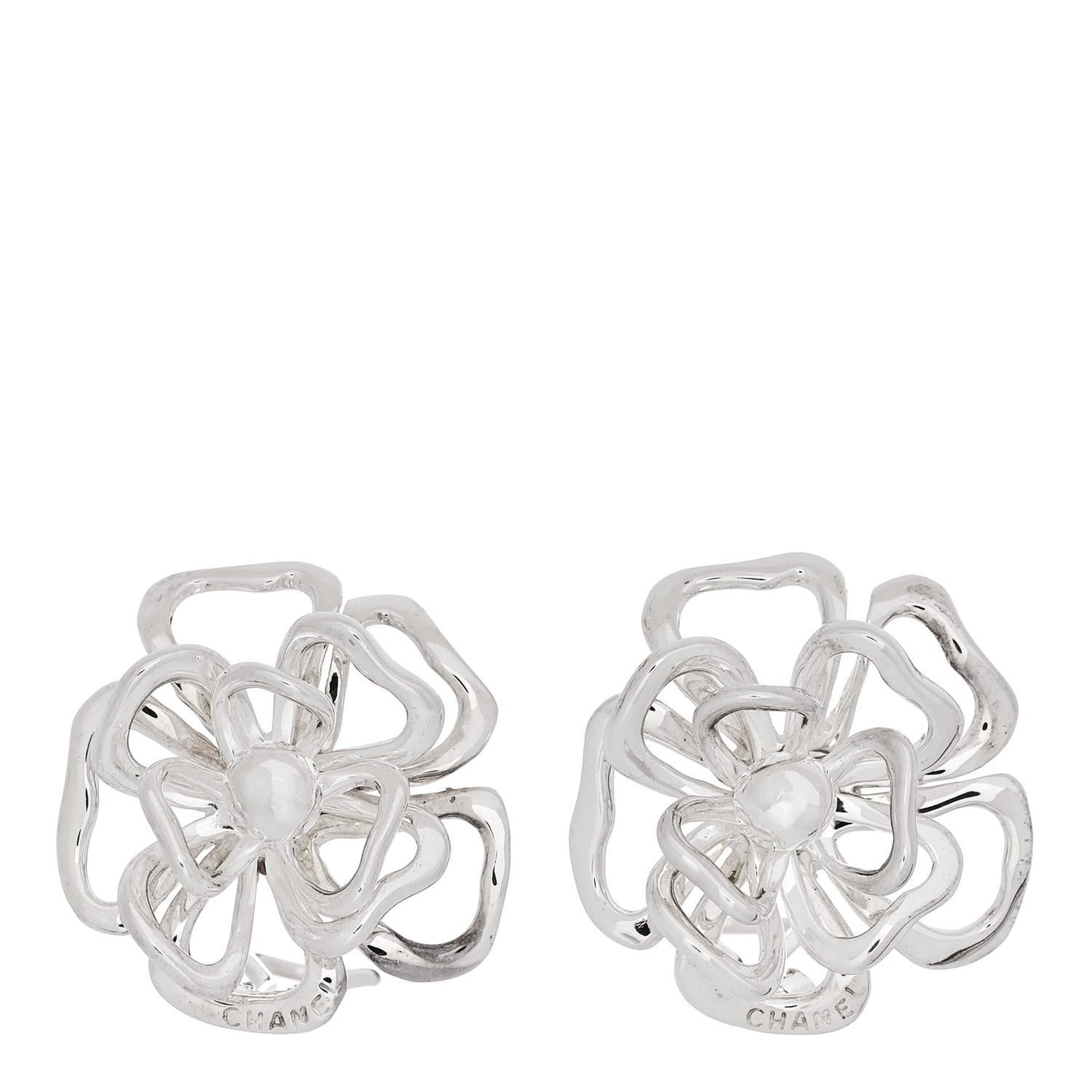 Sterling Silver Camellia Clip On Earrings