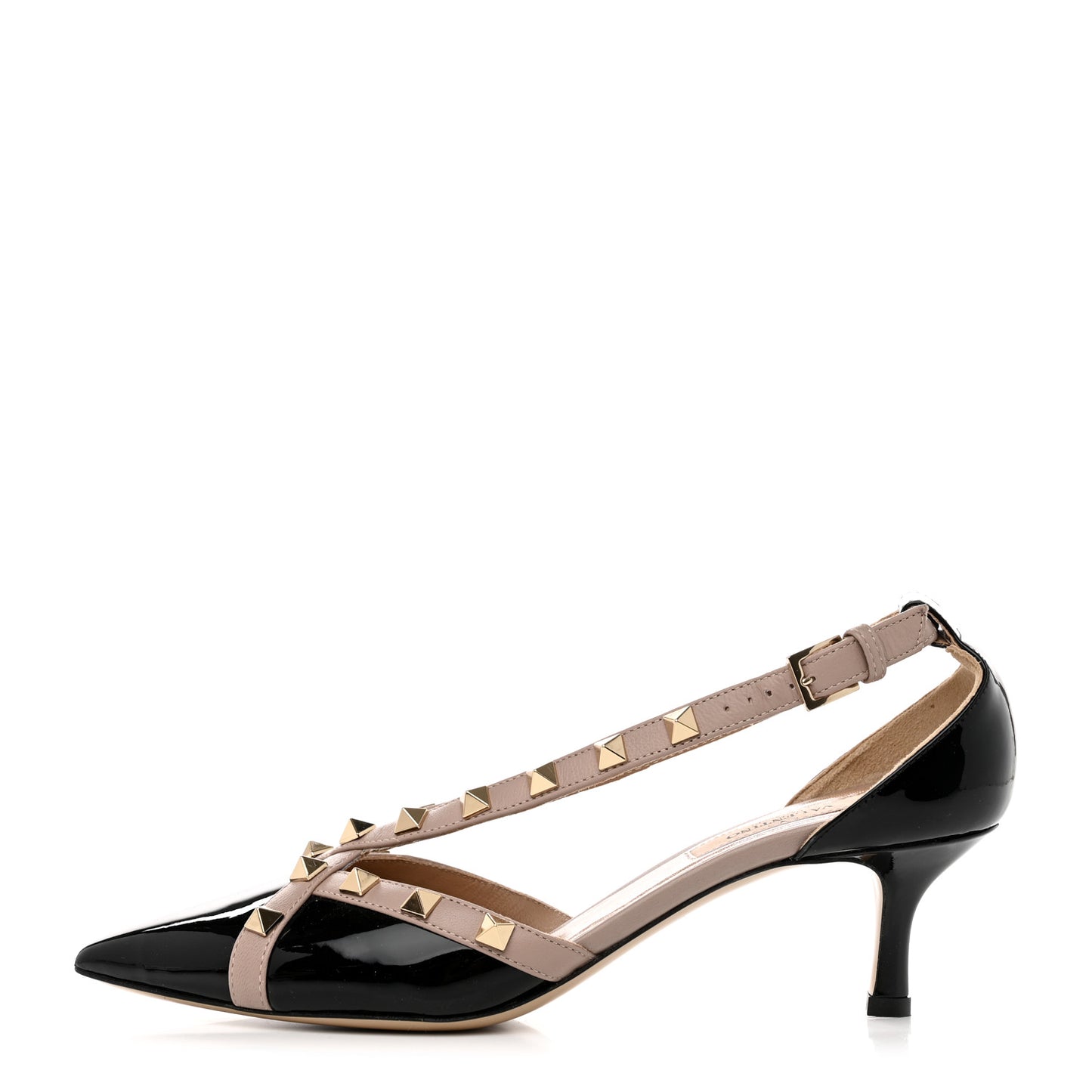 Patent Rockstud Cross Strap D'Orsay 55mm Pumps 35.5 Black Poudre