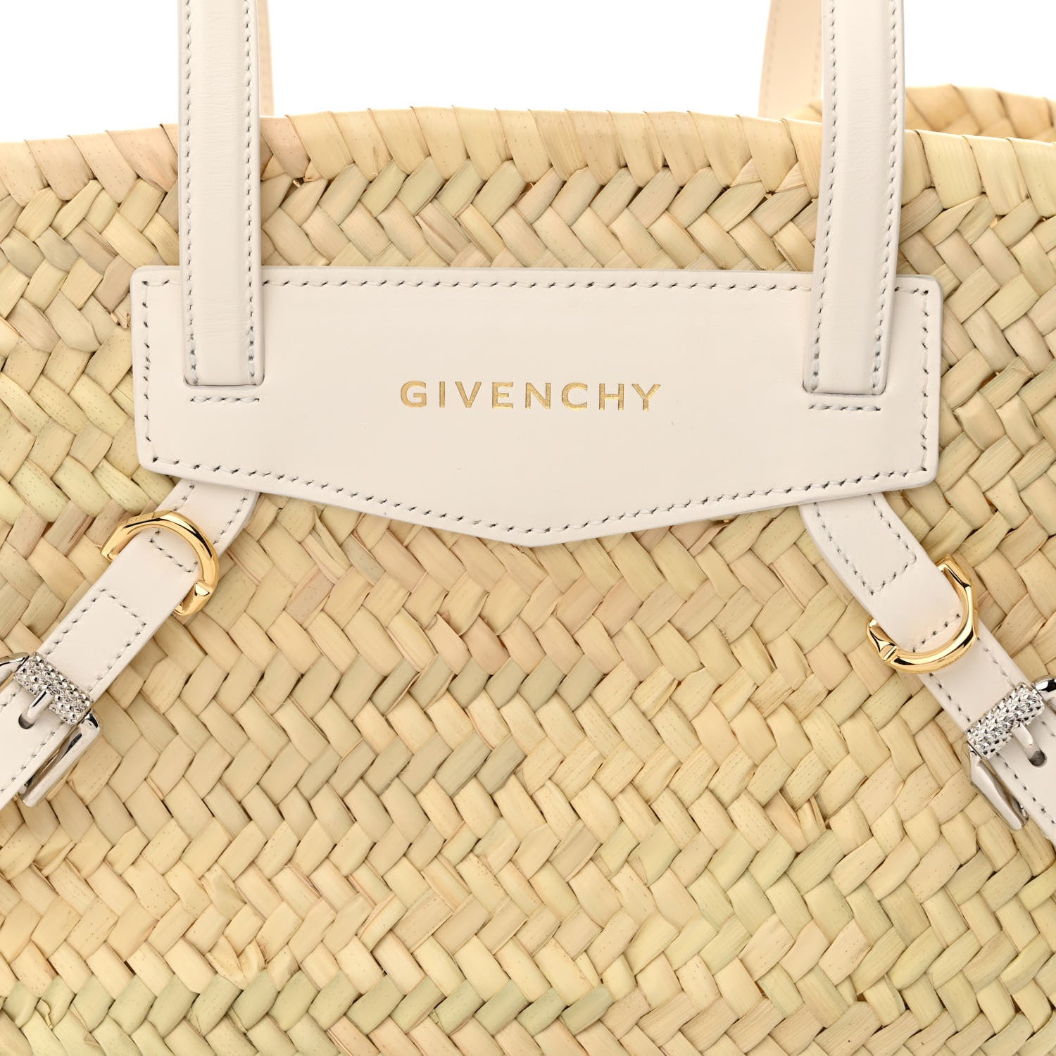 Givenchy Raffia Woven Calfskin Voyou Basket Bag White 8 of 10